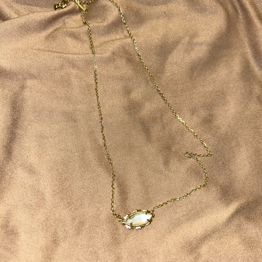 Kendra Scott Gold Necklace with White Stone